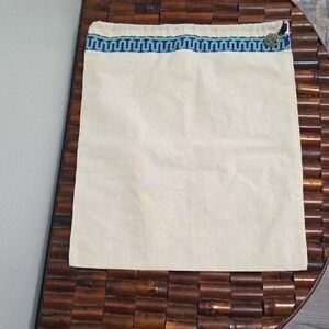 Tory Burch Cream Mini Bag with Blue Trim Dust Bag 15x12 Inches